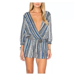 Splendid 3/4 Sleeve Romper Surplice Neckline